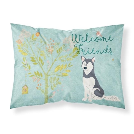 Carolines Treasures Carolines Treasures BB7594PILLOWCASE Welcome Friends Siberian Husky Fabric Standard Pillowcase BB7594PILLOWCASE